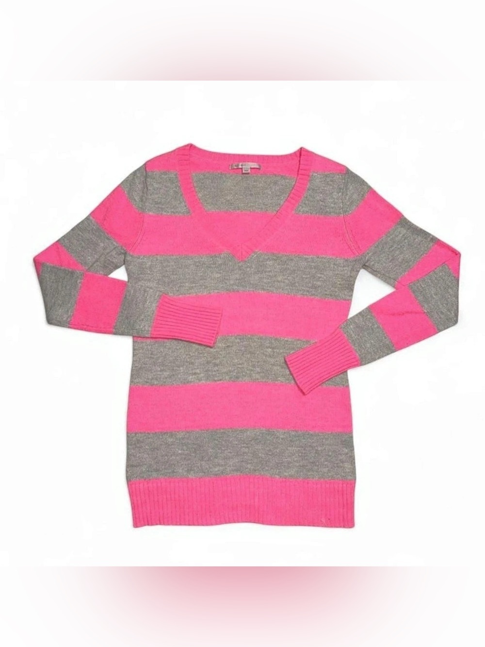 Gap Striped Sweater in Pink & Gray Size Small